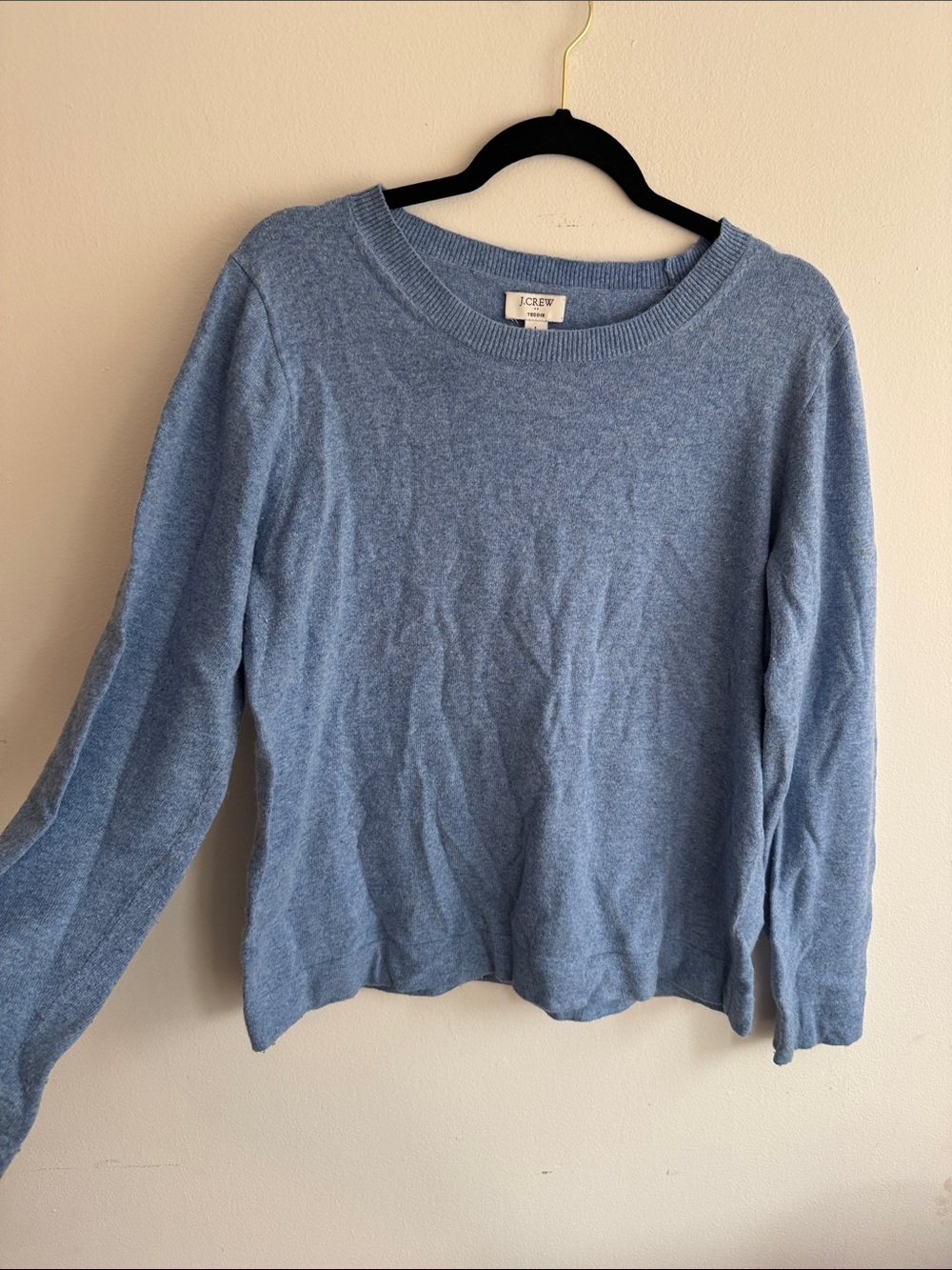 J. Crew Soft Sky Blue Cotton Blend Crewneck Sweater